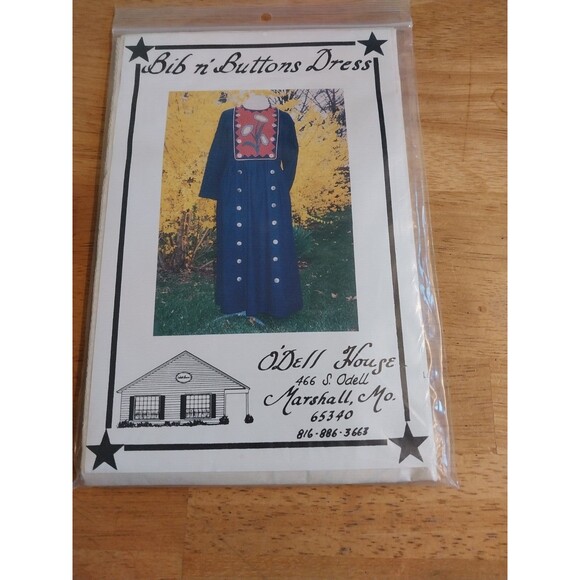 "Bib N'Buttons Dress" Sewing Pattern by O'Dell House (UNCUT) - Picture 1 of 1